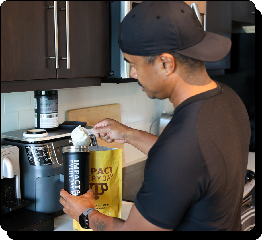 “My go-to smoothie has frozen berries, Impact Everyday plant protein powder, almond milk, maybe some greek yogurt and honey.” - Rob