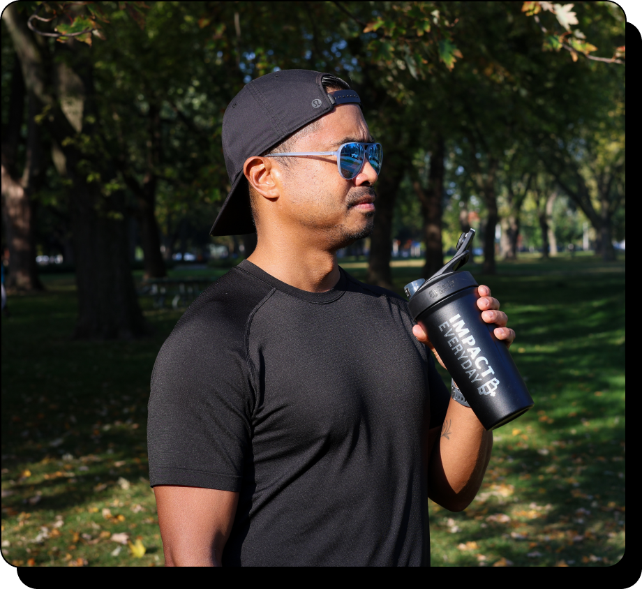 “My go-to smoothie has frozen berries, Impact Everyday plant protein powder, almond milk, maybe some greek yogurt and honey.” - Rob